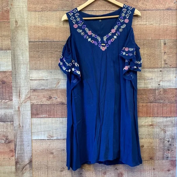 As U Wish | Dresses | As U Wish Embroidered Cold Shoulder Tunic Dress |  Poshmark